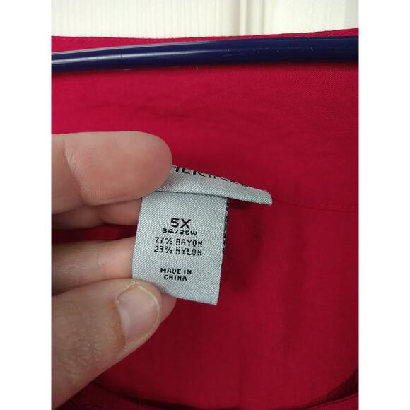 Catherines Woman 5X Pink Tunic Blouse 3/4 Sleeve Paisley Open Embroidery... - Picture 10 of 12